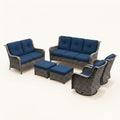 Patio Conversation Set Built for All-Weather Use, Steel Frame, High-Density Cushions, 6-Piece Complete Set